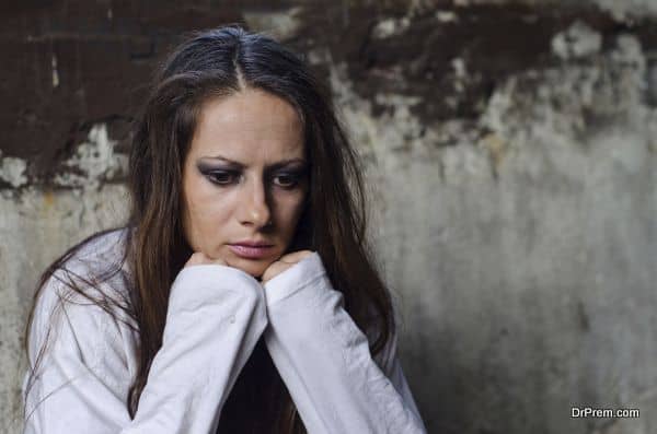 Portrait of depressed young girl