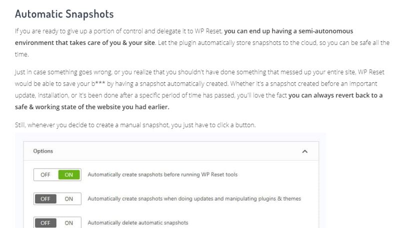 Snapshot feature