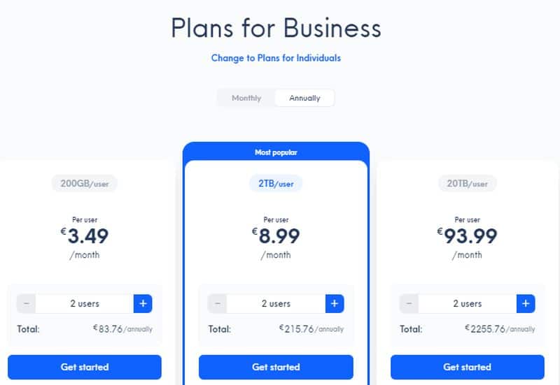 Internxt Pricing